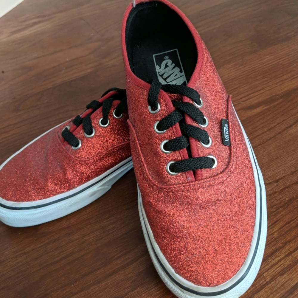 Red glitter VANS like new!